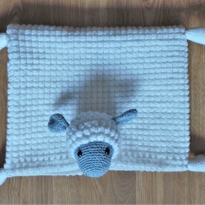 3in1 Cuddly Farm Sheep Folding Baby Blanket Crochet Pattern Pram Toy Security Blanket Lovey Lamb Baby Shower Gift For Boy & Girl Present image 6