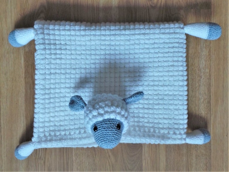 3in1 Cuddly Farm Sheep Folding Baby Blanket Crochet Pattern Pram Toy Security Blanket Lovey Lamb Baby Shower Gift For Boy & Girl Present image 6