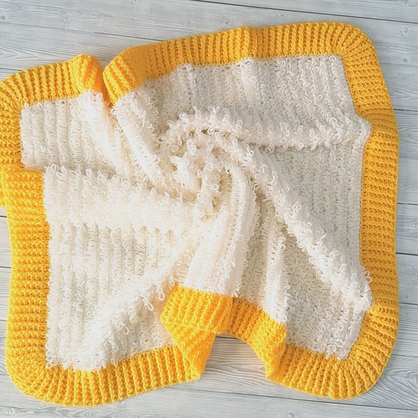 Loops & Ridges Baby Blanket Lapghan Crochet Pattern | Loopy Blanket Baby Shower Gift Simple Easy Blanket Baby Gift Boy Christmas Birthday