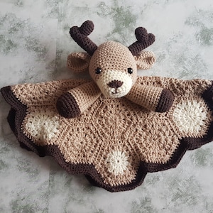 Baby Deer Lovey Security Blanket Crochet Pattern Amigurumi Woodland Animal Deer Comforter, Baby Shower Gift, Animal Lovey, Crochet Blanket image 5