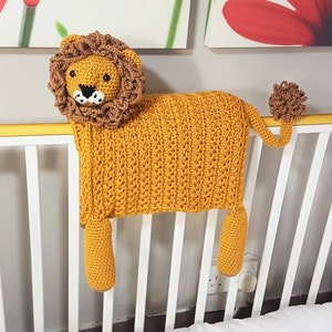 3in1 Safari Lion Folding Baby Blanket Crochet Pattern Stroller Pram Toy Security Blanket Lovey Baby Shower Gift For Boy Girl Present Toy image 3