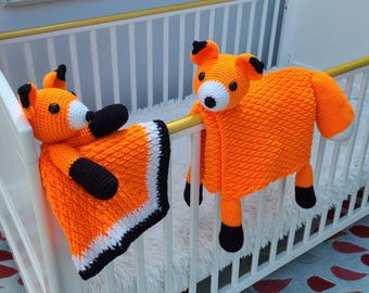 Fox Baby Blanket & 2 Lovey Crochet Pattern Set PDF | Folding
