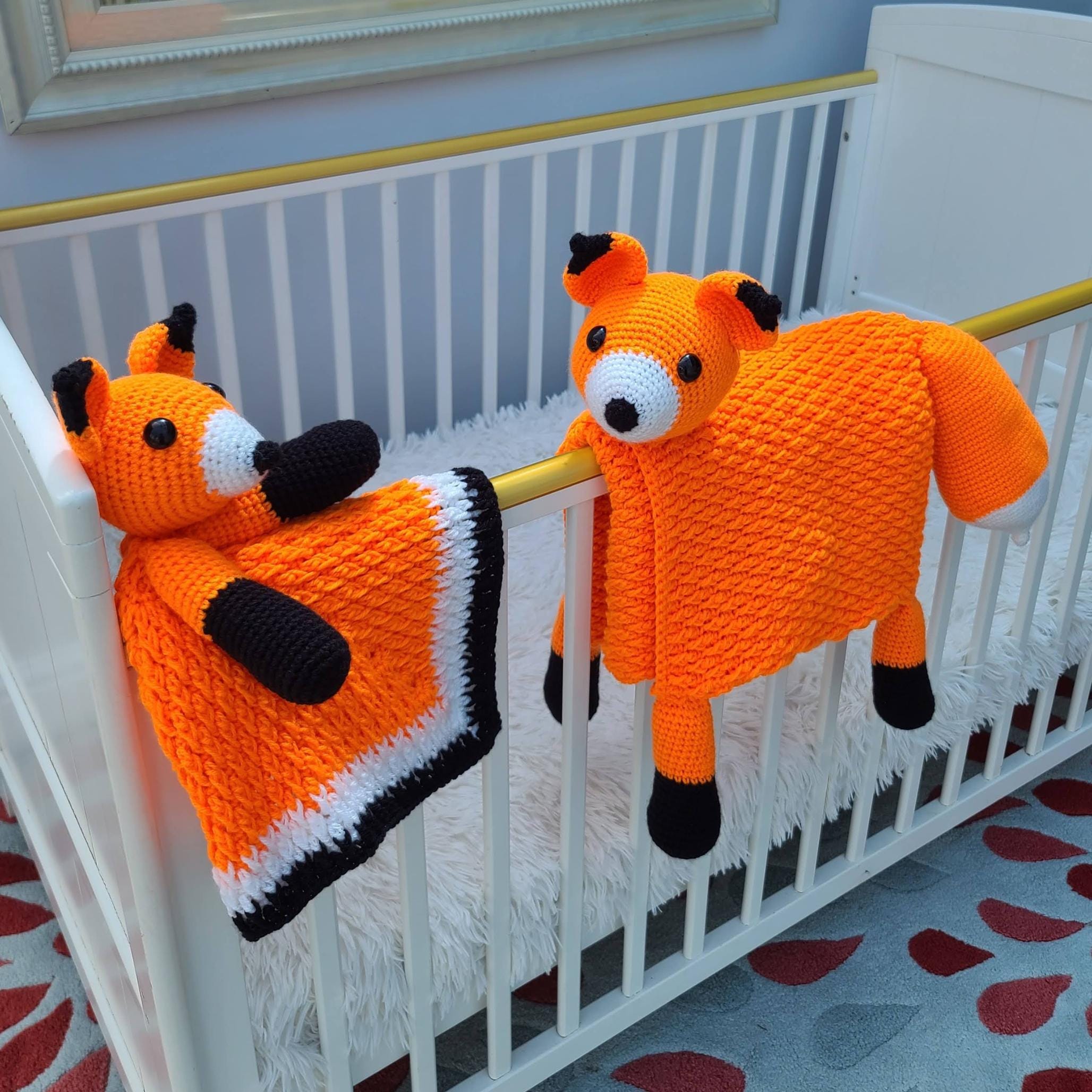 Fox Baby Blanket & 2 Lovey Crochet Pattern Set PDF | Folding