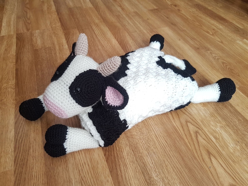 3in1 Farm Cow Folding Baby Blanket Crochet Pattern C2C Graphghan Cow Print Pram Crochet Blanket Toy Lovey Baby Shower Gift Birthday image 2