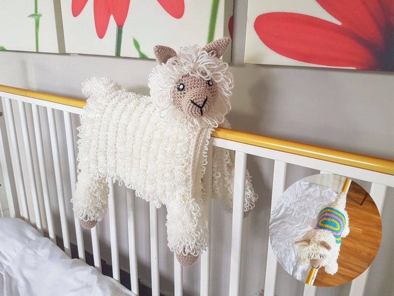 3in1 Llama Baby Blanket Crochet Pattern Alpaca Llama Blanket Stroller Pram Toy Security Blanket Lovey Baby Shower Gift Boy Amigurumi Llama image 4