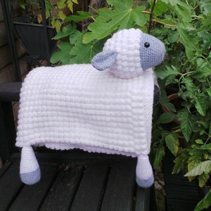 3in1 Cuddly Farm Sheep Folding Baby Blanket Crochet Pattern Pram Toy Security Blanket Lovey Lamb Baby Shower Gift For Boy & Girl Present image 4