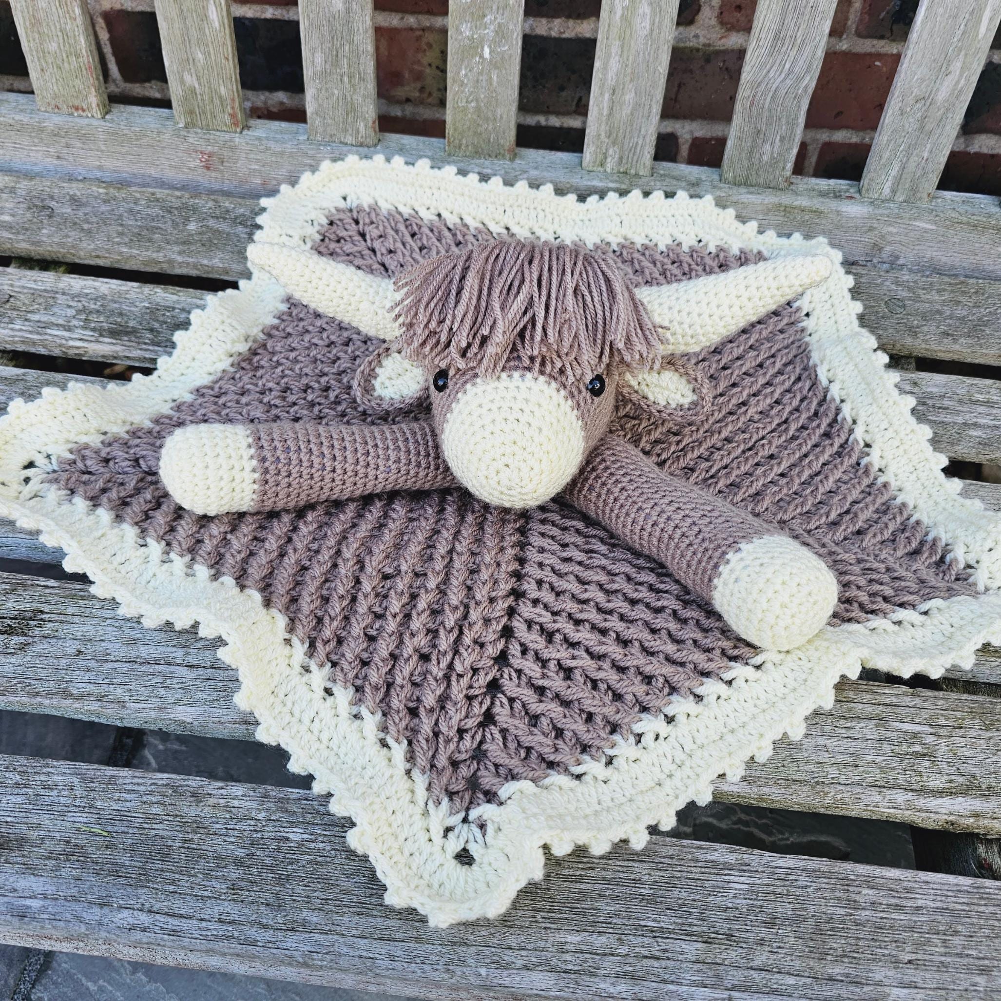 Highland Cow Baby Blanket & Baby Shower Set Crochet Patterns Scottish Cow Blanket Toy Play Mat Cow Baby Security Blanket Baby Gifts