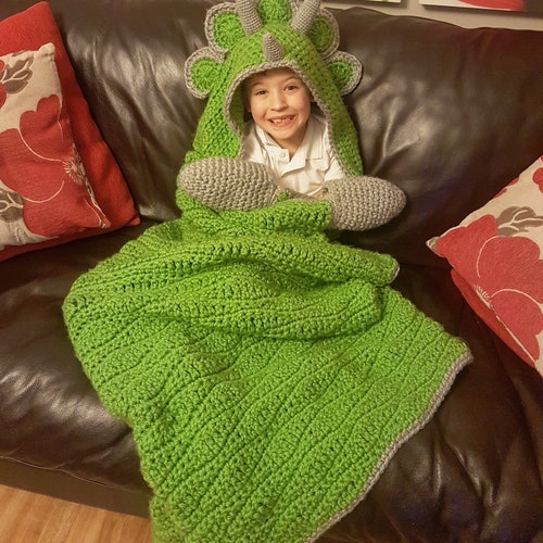 Dinosaur Blanket Crochet Pattern Dino Hooded Blanket Crochet Etsy