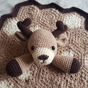 Baby Deer Lovey Security Blanket Crochet Pattern Amigurumi Woodland Animal Deer Comforter, Baby Shower Gift, Animal Lovey, Crochet Blanket image 4