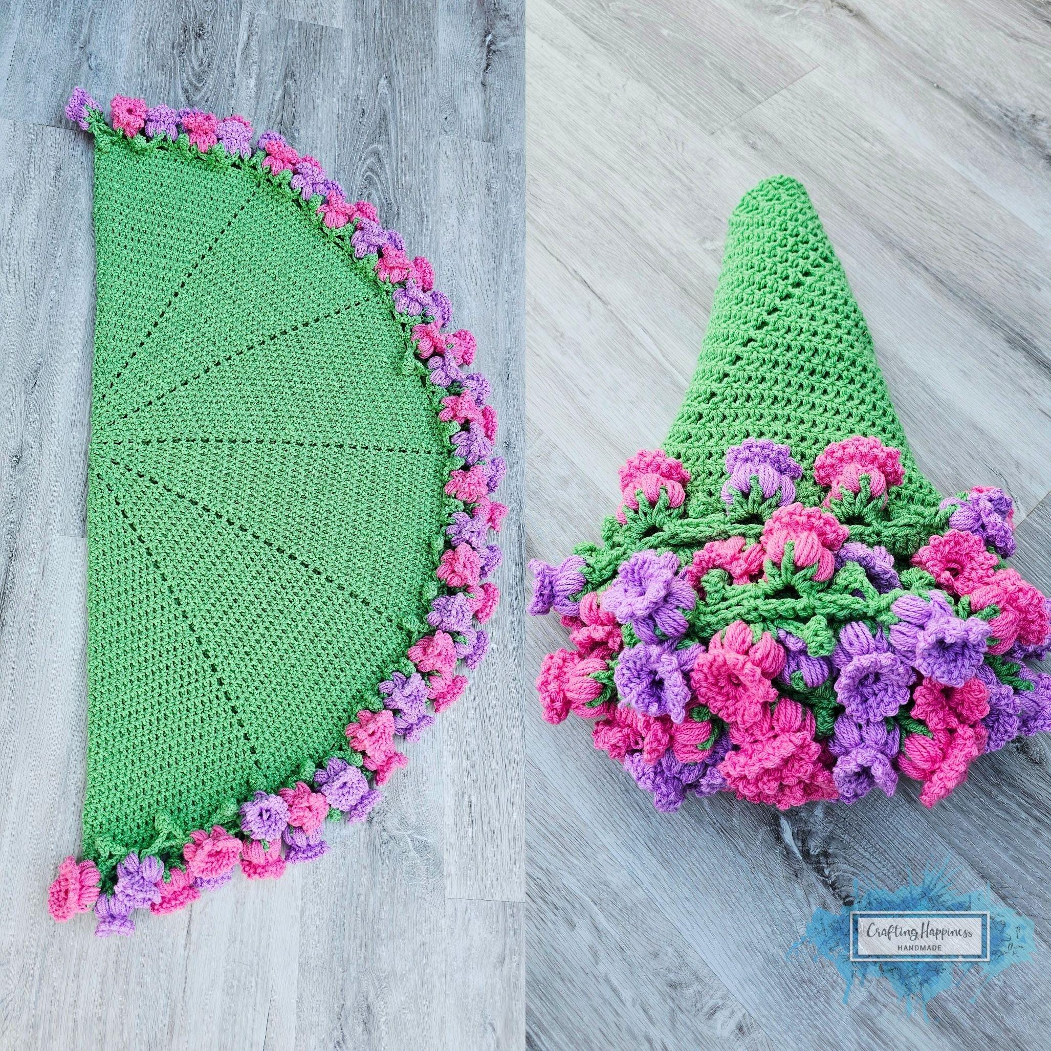 フラワーブーケブランケット かぎ針編みパターン4点セット | バラ