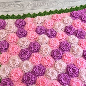 Summer Garden Flower Baby Blanket Lapghan Crochet Pattern Hexagon Blanket Baby Shower Gift Easy Flower Blanket Afghan Christmas Birthday image 4