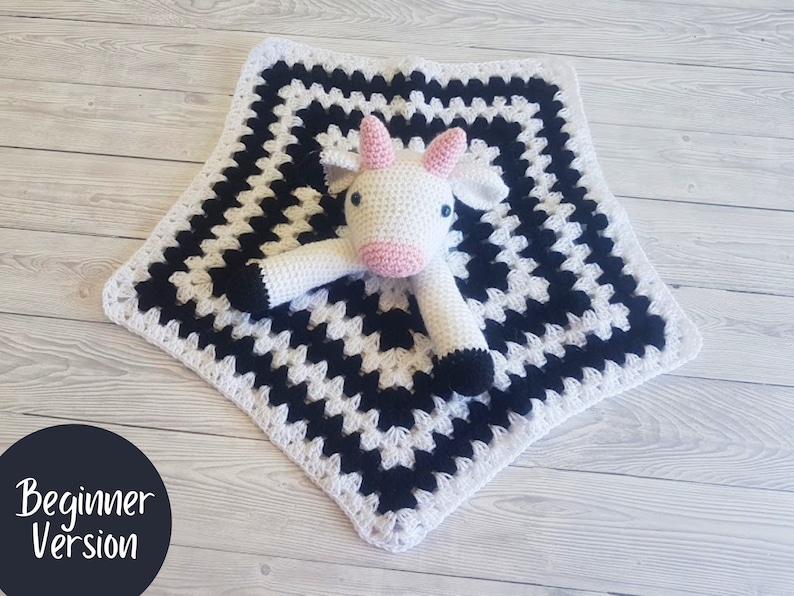 Daisy & Duke Cow Lovey Blanket Crochet Patterns Security Blanket Baby Shower Gift Farm Animals Baby Lovey Cuddle Play Toy Amigurumi Cow image 9