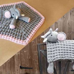 Elephant Baby Blanket & Lovey Baby Shower Set Crochet Patterns Multipurpose Baby Blanket Toy Play Mat Cot Blanket Baby Security Blanket Gift