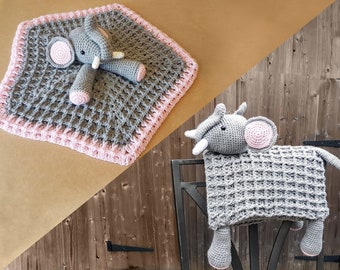 Elephant Baby Blanket Lovey Baby Shower Set Crochet Patterns