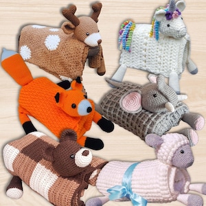 Crochet 3in1 Animal Baby Blanket PATTERN Bundle – 6 Patterns (PDF Pattern)