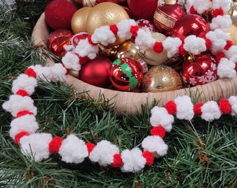 Christmas Berry & Popcorn Garland Crochet Pattern | DIY Christmas Tree Crochet Popcorn Garland Amigurumi Berry Popcorn String Christmas Gift