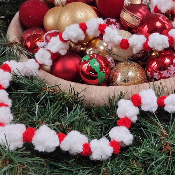 Christmas Berry & Popcorn Garland Crochet Pattern | DIY Christmas Tree Crochet Popcorn Garland Amigurumi Berry Popcorn String Christmas Gift