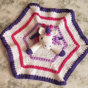 Maria The Unicorn Baby Lovey Security Blanket Crochet Pattern