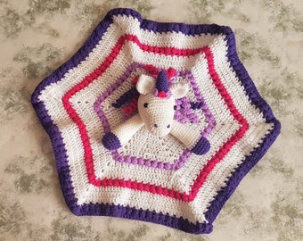 Maria The Unicorn Baby Lovey Security Blanket Crochet Pattern