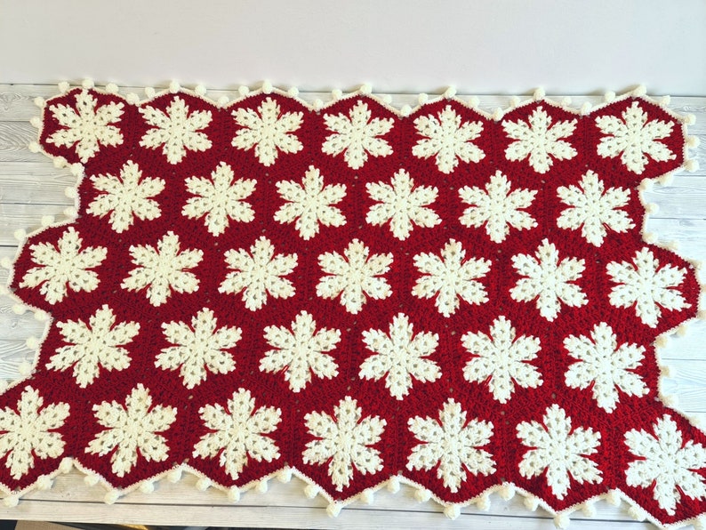 Christmas Snowflake Baby Blanket Lapghan Crochet Pattern Hexagon Blanket Baby Shower Gift Easy Snowflake Blanket Star Xmas Afghan Birthday image 10