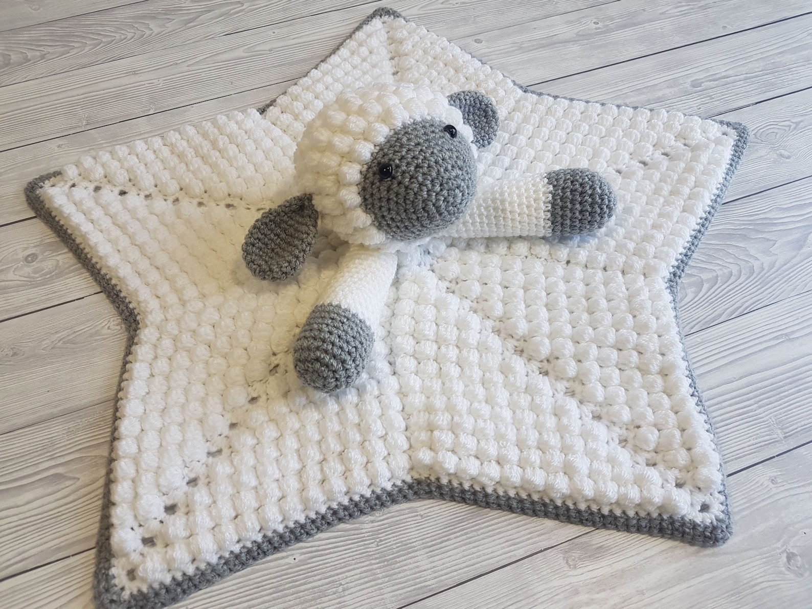 Liam the Lamb Baby Lovey Blanket Comforter Security Blanket Crochet