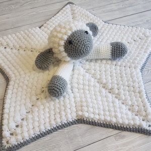Liam The Lamb Baby Lovey Blanket Comforter Security Blanket Crochet Pattern Baby Shower Gift Farm Animals Sheep Lovey Blankie For Baby image 2