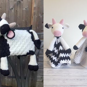 Cow Baby Blanket & Lovey Baby Shower Set CROCHET PATTERN Multipurpose Blanket Toy Play Mat Baby Security Blanket Stroller Cot Blanket Gift