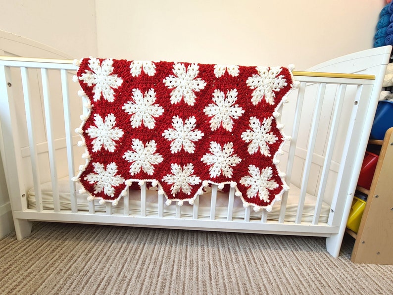 Christmas Snowflake Baby Blanket Lapghan Crochet Pattern Hexagon Blanket Baby Shower Gift Easy Snowflake Blanket Star Xmas Afghan Birthday image 6