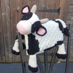 3in1 Farm Cow Folding Baby Blanket Crochet Pattern C2C Graphghan Cow Print Pram Crochet Blanket Toy Lovey Baby Shower Gift Birthday image 5