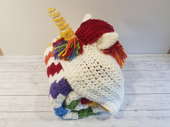Crochet Unicorn Blanket Hooded Throw gift for her child-adult snuggle blanket 