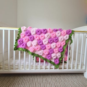 Summer Garden Flower Baby Blanket Lapghan Crochet Pattern Hexagon Blanket Baby Shower Gift Easy Flower Blanket Afghan Christmas Birthday image 2