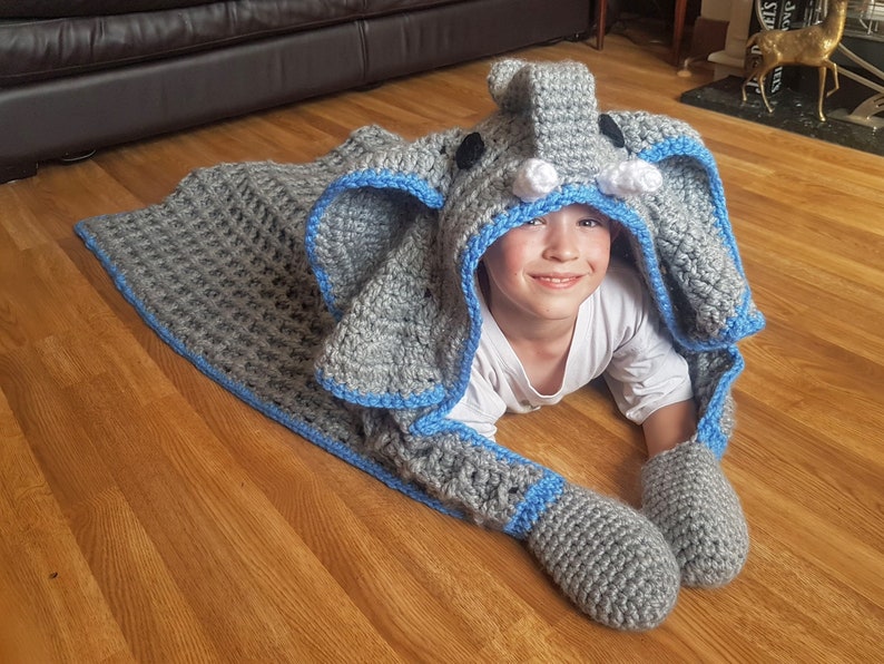 2 In 1 Elephant Hooded Blanket In Adult And Child Sizes Etsy