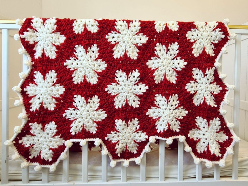 Christmas Snowflake Baby Blanket Lapghan Crochet Pattern Hexagon Blanket Baby Shower Gift Easy Snowflake Blanket Star Xmas Afghan Birthday image 3