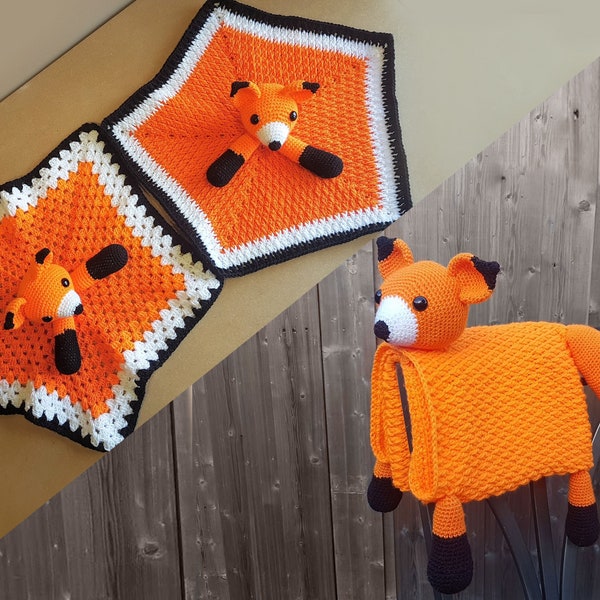 Fox Baby Blanket & Fox Lovey Baby Shower Set CROCHET PATTERN Multipurpose Baby Blanket Toy Play Mat Cot Blanket Baby Security Blanket Gift