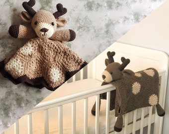 Deer Baby Blanket & Deer Lovey Baby Shower Set CROCHET PATTERN Multipurpose Baby Blanket Toy Play Mat Cot Blanket Baby Security Blanket Gift