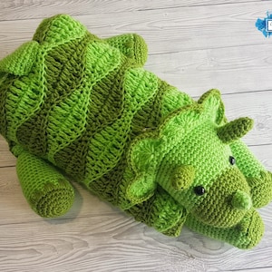 Triceratops Dinosaur Baby Blanket Crochet Pattern Stroller Blanket Baby Shower Gift For Boys & Girls Pram Blanket Dino Blanket Toy image 10