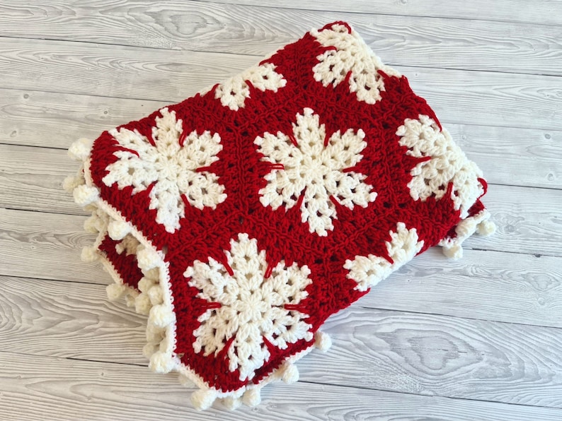 Christmas Snowflake Baby Blanket Lapghan Crochet Pattern Hexagon Blanket Baby Shower Gift Easy Snowflake Blanket Star Xmas Afghan Birthday image 9