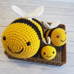 TikTok Bee Crochet Pattern In 3 Sizes Giant Bee Pattern Bumblebee Baby Bee Crochet Baby Shower Gift Amigurumi Bee Toy Christmas Gift image 3