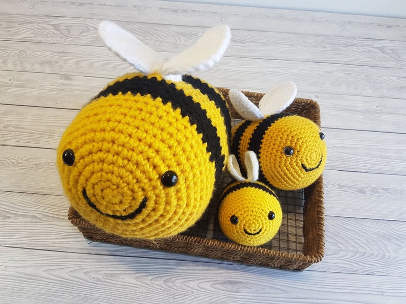 TikTok Bee Crochet Pattern In 3 Sizes Giant Bee Pattern Bumblebee Baby Bee Crochet Baby Shower Gift Amigurumi Bee Toy Christmas Gift image 3