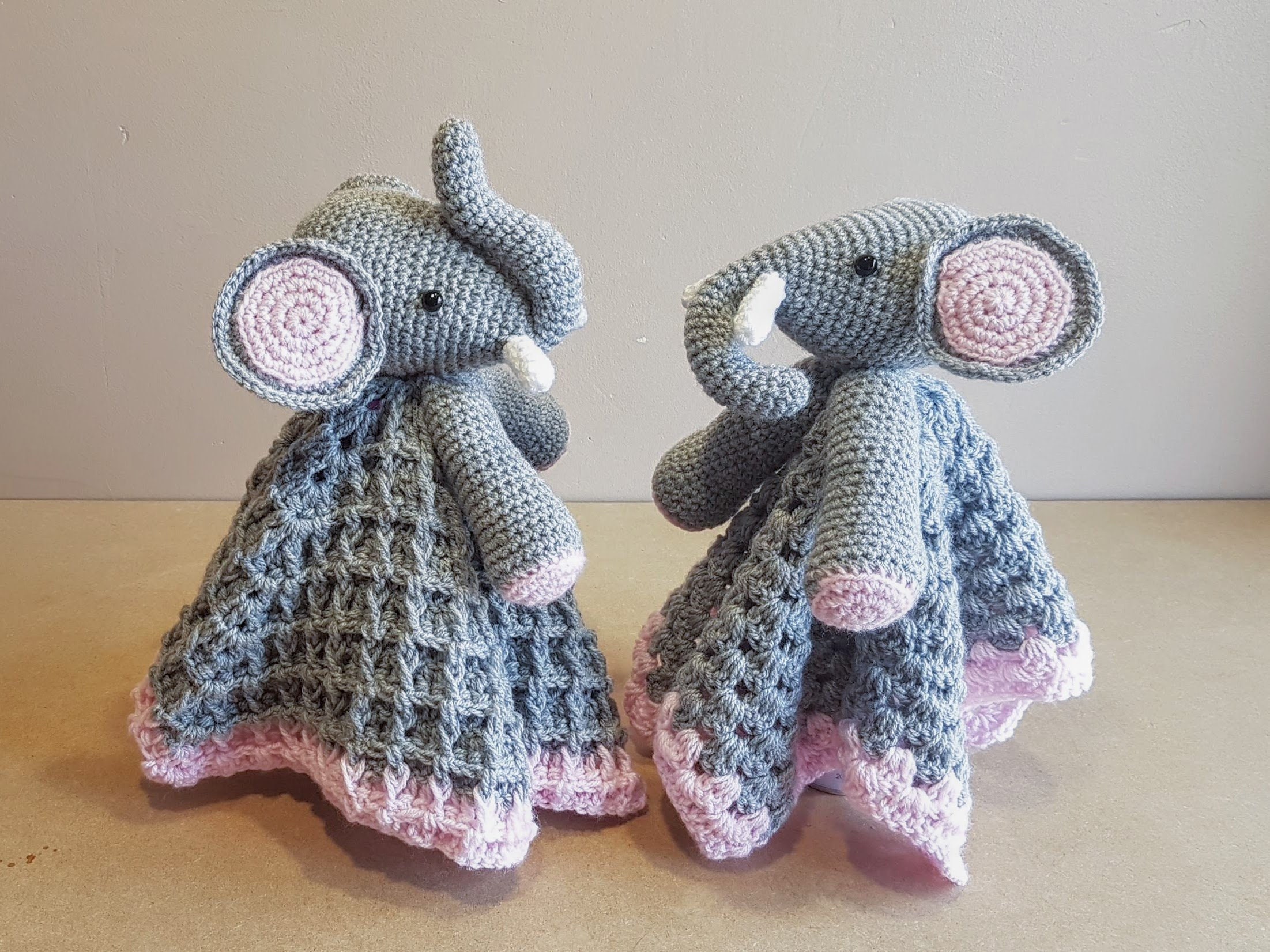 Ella The Elephant Baby Lovey Security Blanket Crochet Pattern ~ Up or Down Trunk ~ Two Style Blankie ~ Baby Shower Birthday Gift Unisex