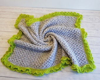 Spring Vibes Crochet Baby Blanket Pattern | Easy Scallops Lapghan (PDF Pattern)