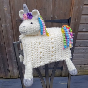 3 in 1 Rainbow Unicorn Baby Blanket Toy Lovey Security Blanket Crochet Pattern Folding Blanket image 5