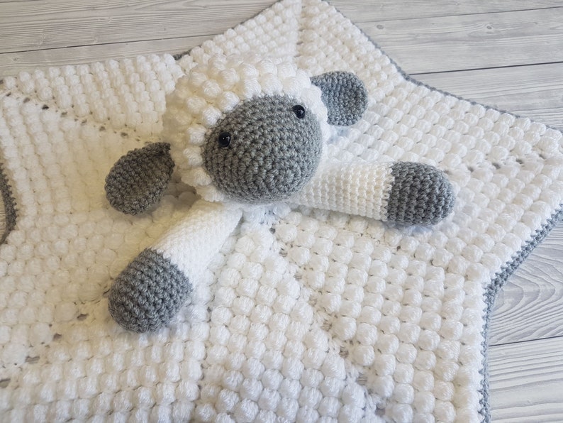 Liam The Lamb Baby Lovey Blanket Comforter Security Blanket Crochet Pattern Baby Shower Gift Farm Animals Sheep Lovey Blankie For Baby image 5