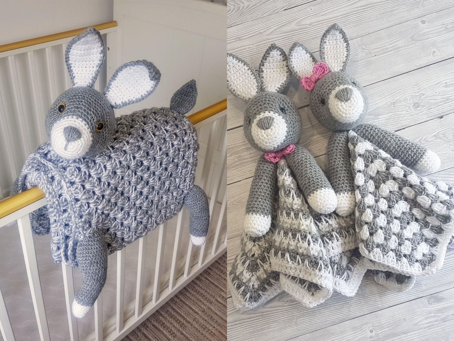 Bunny Baby Blanket & 2 Lovey Crochet Pattern Set PDF | Rabbit Nursery ...