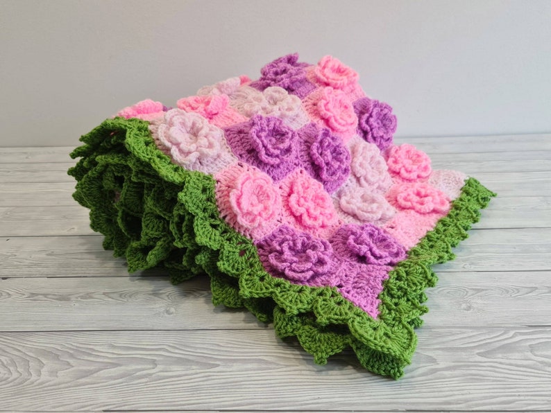 Summer Garden Flower Baby Blanket Lapghan Crochet Pattern Hexagon Blanket Baby Shower Gift Easy Flower Blanket Afghan Christmas Birthday image 6