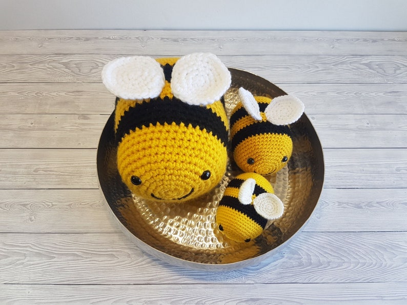 TikTok Bee Crochet Pattern In 3 Sizes Giant Bee Pattern Bumblebee Baby Bee Crochet Baby Shower Gift Amigurumi Bee Toy Christmas Gift image 2