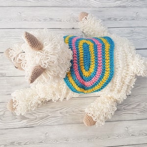 3in1 Llama Baby Blanket Crochet Pattern Alpaca Llama Blanket Stroller Pram Toy Security Blanket Lovey Baby Shower Gift Boy Amigurumi Llama image 8