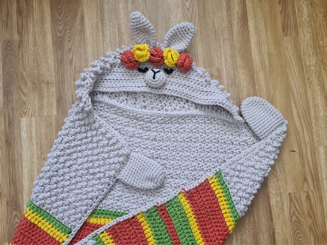 2in1 Hooded Llama Blanket Crochet Pattern Kids Adults Llama