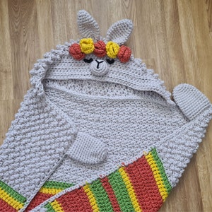 2in1 Hooded Llama Blanket Crochet Pattern | Kids Adults Llama Hooded Afghan | Wearable Blanket Christmas Birthday Gift Alpaca Blanket Throw