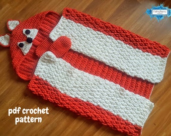 Fox-deken met capuchon gehaakt | Draagbaar dier (pdf-patroon)